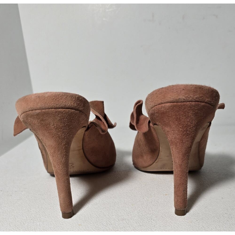 Women's Loeffler Randall Langley Ruffle Slide Heels Dusty Rose Suede 7 - Picture 7 of 10